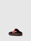Round Toe Mules CANU NAVY/RED